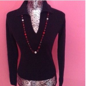 Y2K REFERENCE POINT BLACK V NECK COLLAR SWEATER M